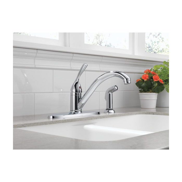 Delta Classic Series 400-SS-DST Kitchen Faucet, 1.8 gpm, 4-Faucet Hole, Metal, Stainless, Deck, 8 in Faucet Centers - 2
