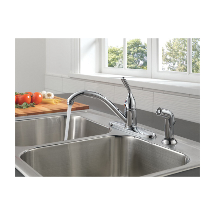 Delta Classic Series 400-SS-DST Kitchen Faucet, 1.8 gpm, 4-Faucet Hole, Metal, Stainless, Deck, 8 in Faucet Centers - 3