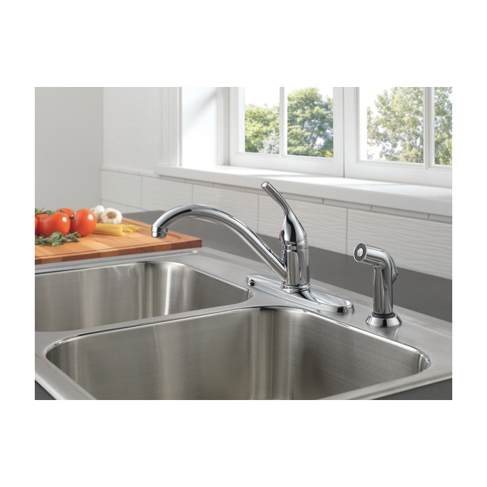 Delta Classic Series 400-SS-DST Kitchen Faucet, 1.8 gpm, 4-Faucet Hole, Metal, Stainless, Deck, 8 in Faucet Centers - 4