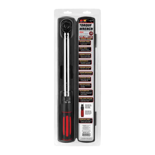 Performance Tool M198 Torque Wrench, 3/8 in Drive, 17-1/2 in OAL, 10 to 100 ft-lb, Steel - 2