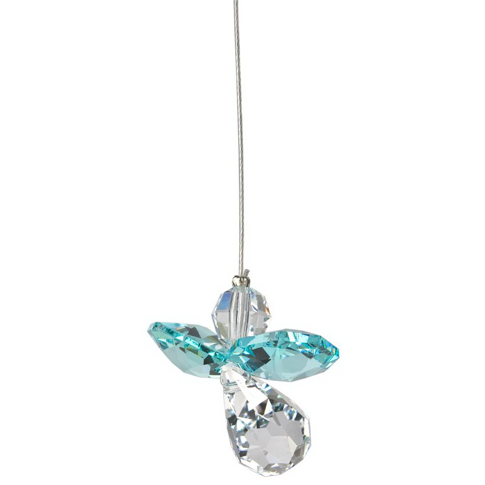 Woodstock Chimes CGBZ Crystal Guardian Angel, 6 in L, Blue Zircon, Austrian Crystal - 3