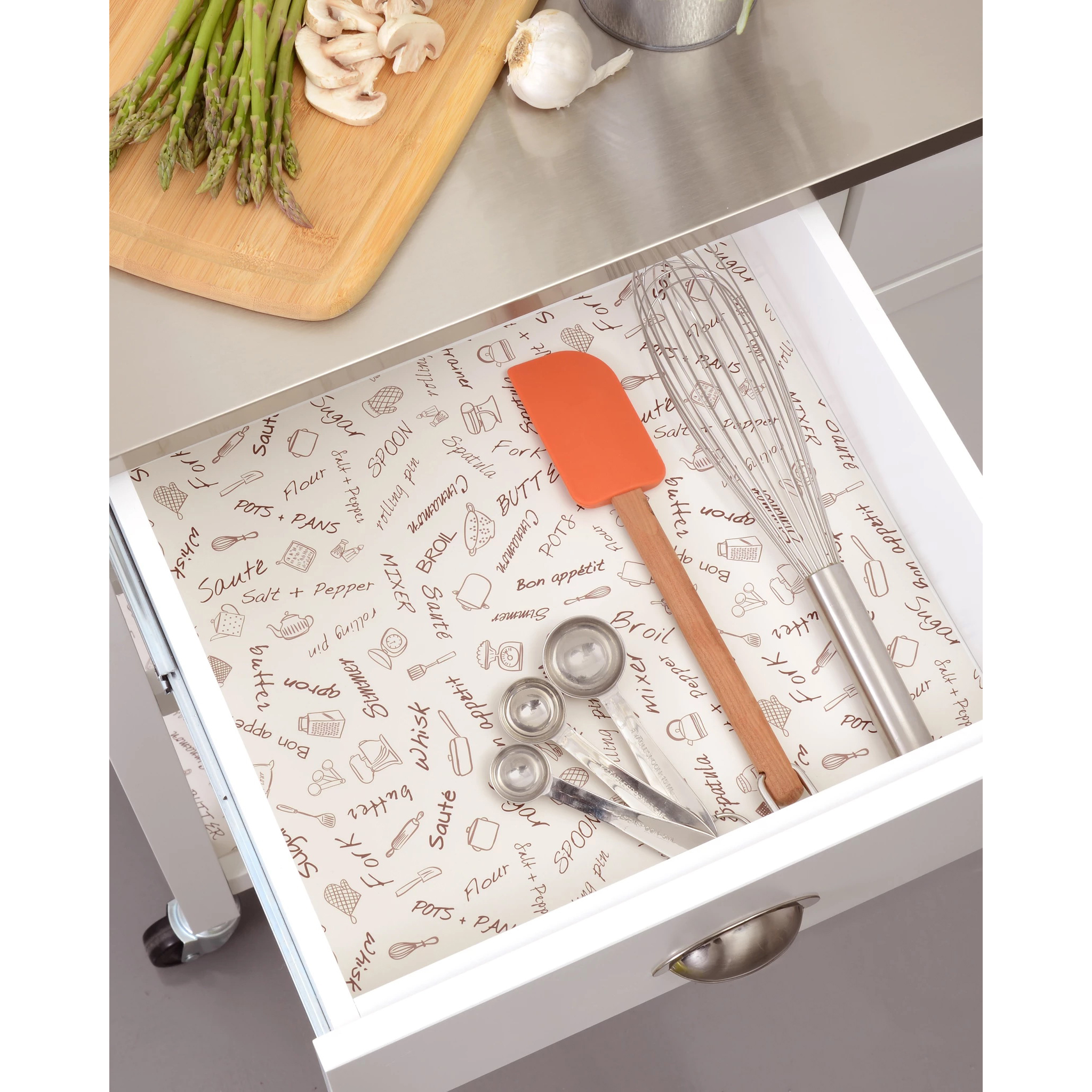Con-Tact Creative Covering 09F-C9A5G3-12 Shelf Liner, 9 ft L, 18 in W, Vinyl, Bon Appetit - 3