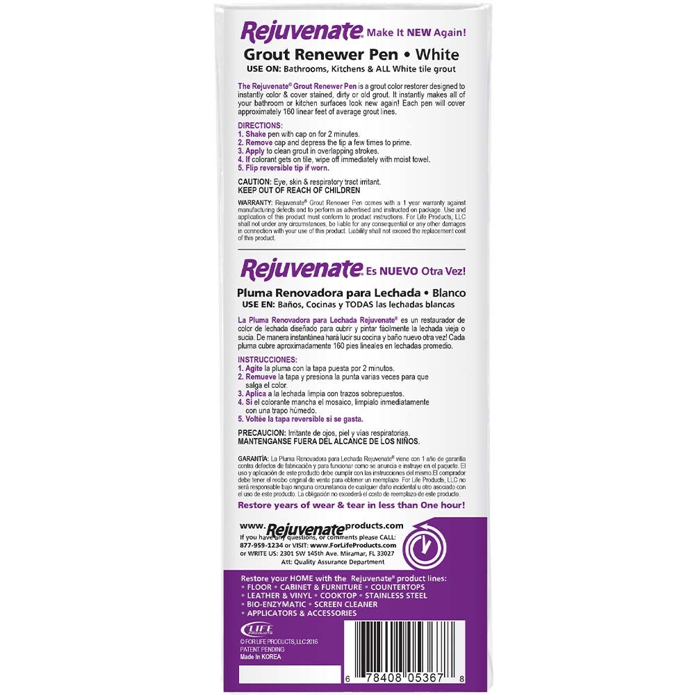Rejuvenate RJ2GMW Grout Renewer Pen, White - 4