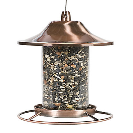 Perky-Pet 312C Panorama Bird Feeder, Perch, 2 lb, Copper, Antique - 2