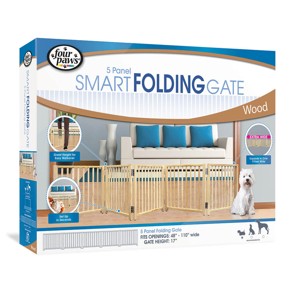 Four Paws 100203592 Gate, 48 to 110 in W Opening, 17 in OAH, Folding, Wood - 2