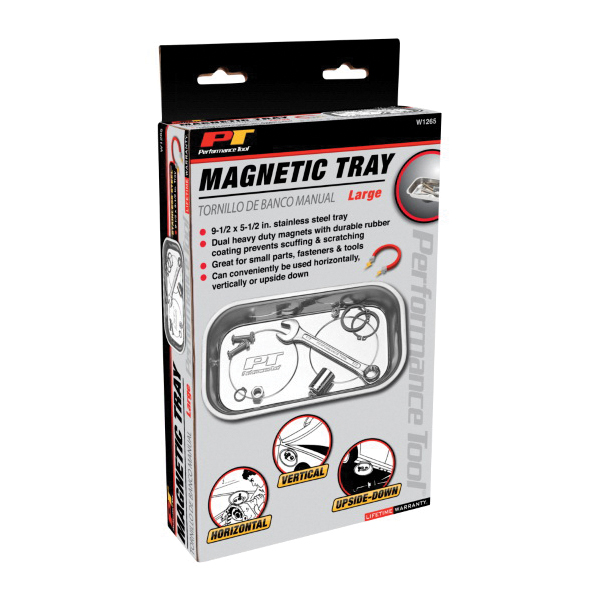 Performance Tool W1265 Magnetic Nut and Bolt Tray, Stainless Steel, Silver, 9-1/2 in L, 5-1/2 in W - 2