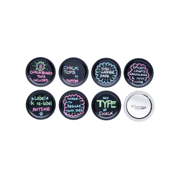 Masontops CTR8 Chalk Top Lid, Metal/Plastic, Black Cap/Lid - 5