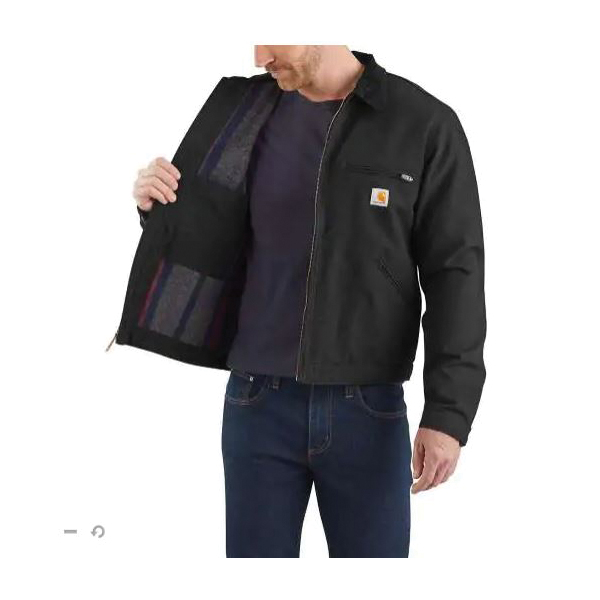 Carhartt 103828-BLK-M-R Detroit Jacket, M, Men's, Fits to Chest Size: 38 to 40 in, Cotton, Black, Regular - 3