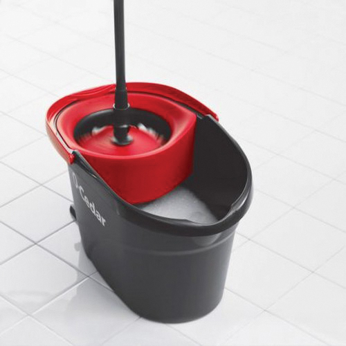O-Cedar EasyWring 148473 Spin Mop and Bucket System, Microfiber Mop Head, Red Mop Head, Metal Handle - 3