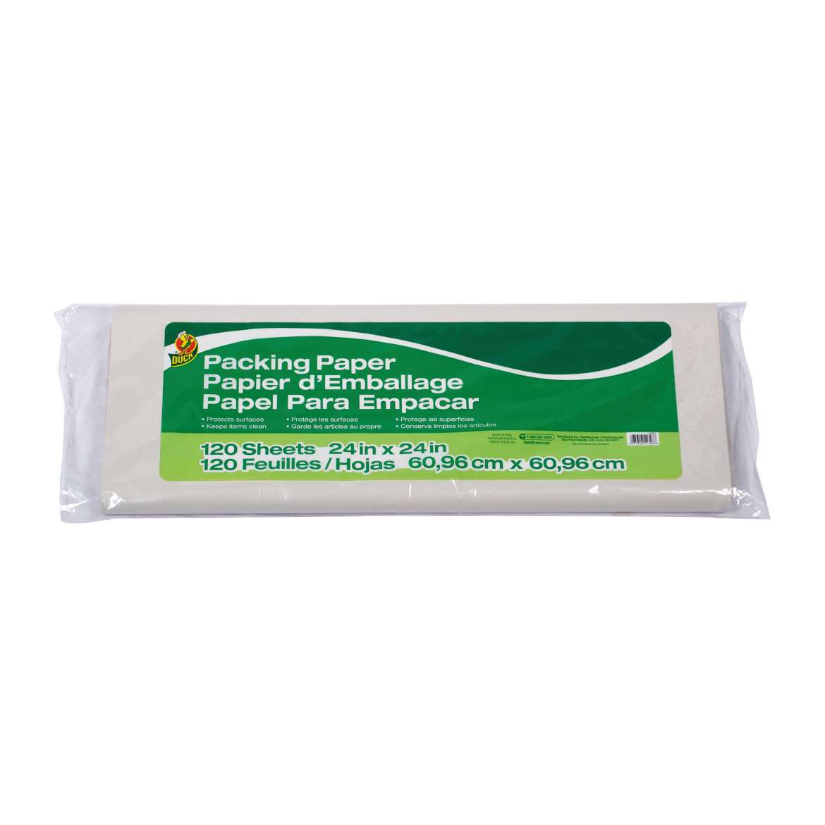 Duck 1139951 Packing Paper, 24 in L, 24 in W, White - 2