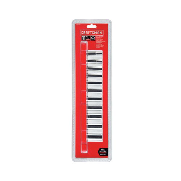 Craftsman CMMT12045 Socket Set, Chrome Vanadium Steel, Polished Chrome, Specifications: 3/8 in Drive - 3