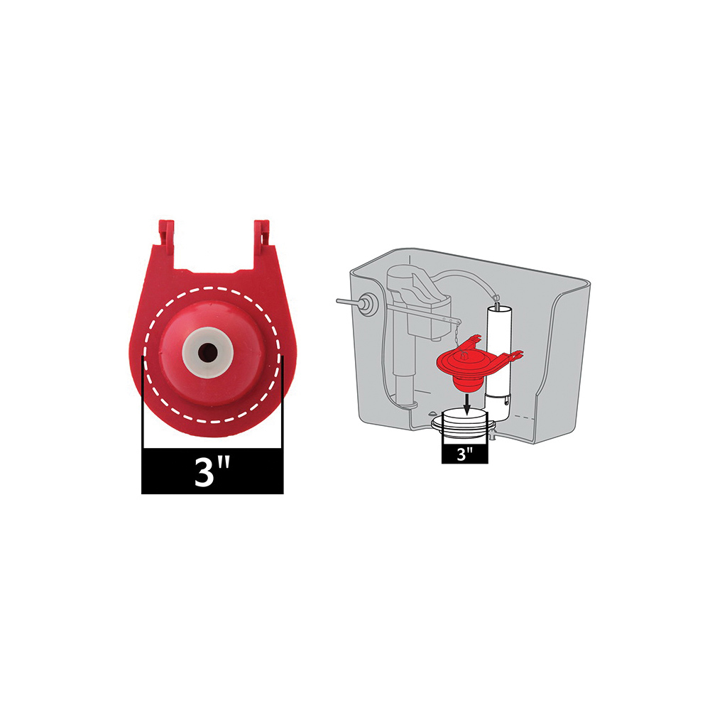 Korky 3040BP Toilet Flapper, Rubber, Red, For: 4019, 4021, 4027 and 4202 American Standard Cadet 3 Toilets - 2