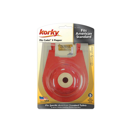 Korky 3040BP Toilet Flapper, Rubber, Red, For: 4019, 4021, 4027 and 4202 American Standard Cadet 3 Toilets - 3