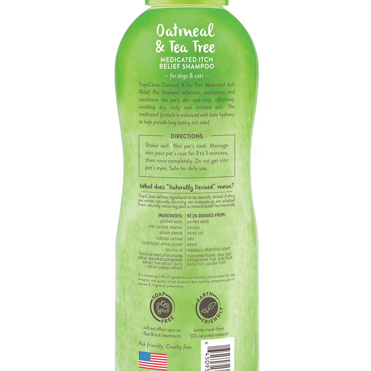 TropiClean 202160 Dog Shampoo, Liquid, Blue, Oatmeal, Tea Tree, 20 oz - 2