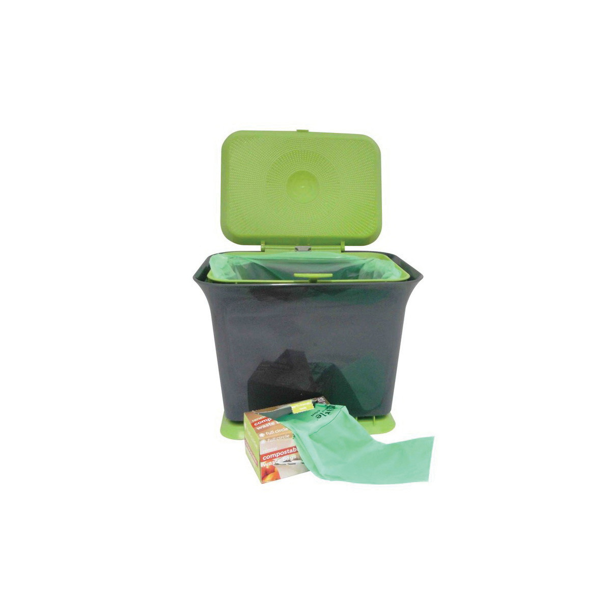 Full Circle FC11301-GS Compost Collector, 1.5 gal, Plastic/Steel, Green, 8-1/2 in W, 11.38 in D, 9 in H - 2