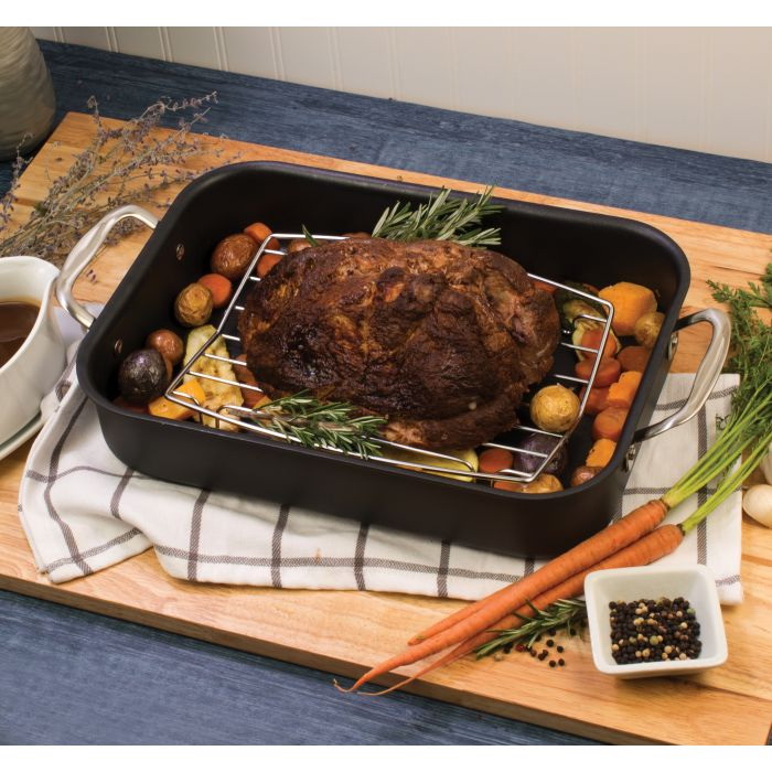 HIC 43180 Roasting Rack, Steel, Chrome, 10.37 in L, 8 in W, Dishwasher Safe: Yes - 3