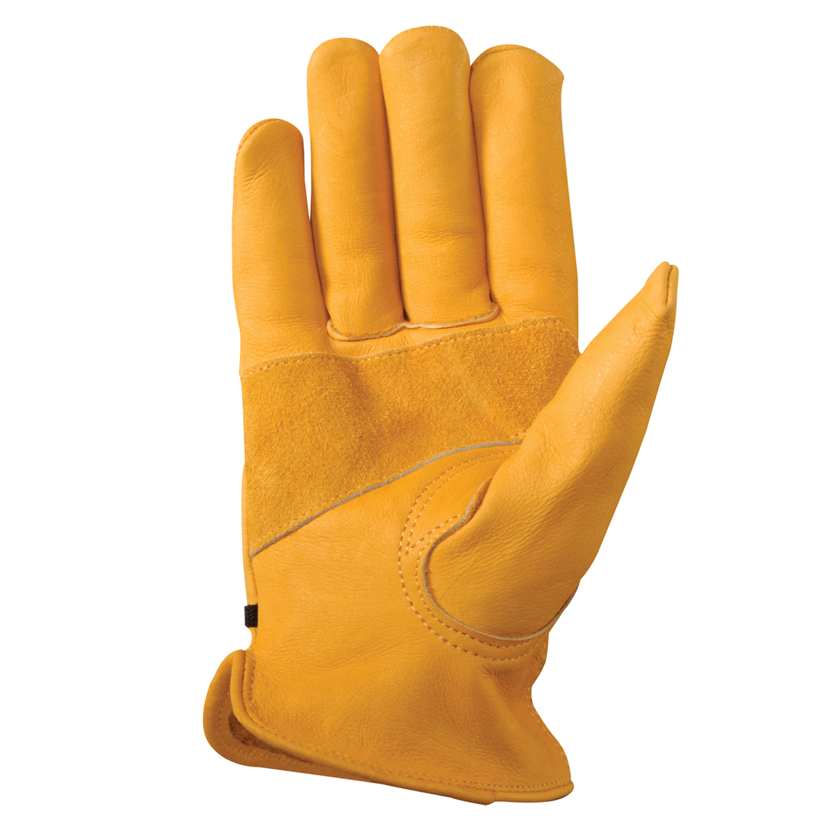 Wells Lamont 1132M Adjustable Work Gloves, Men's, M, Keystone Thumb, Cowhide Leather, Gold/Yellow - 2