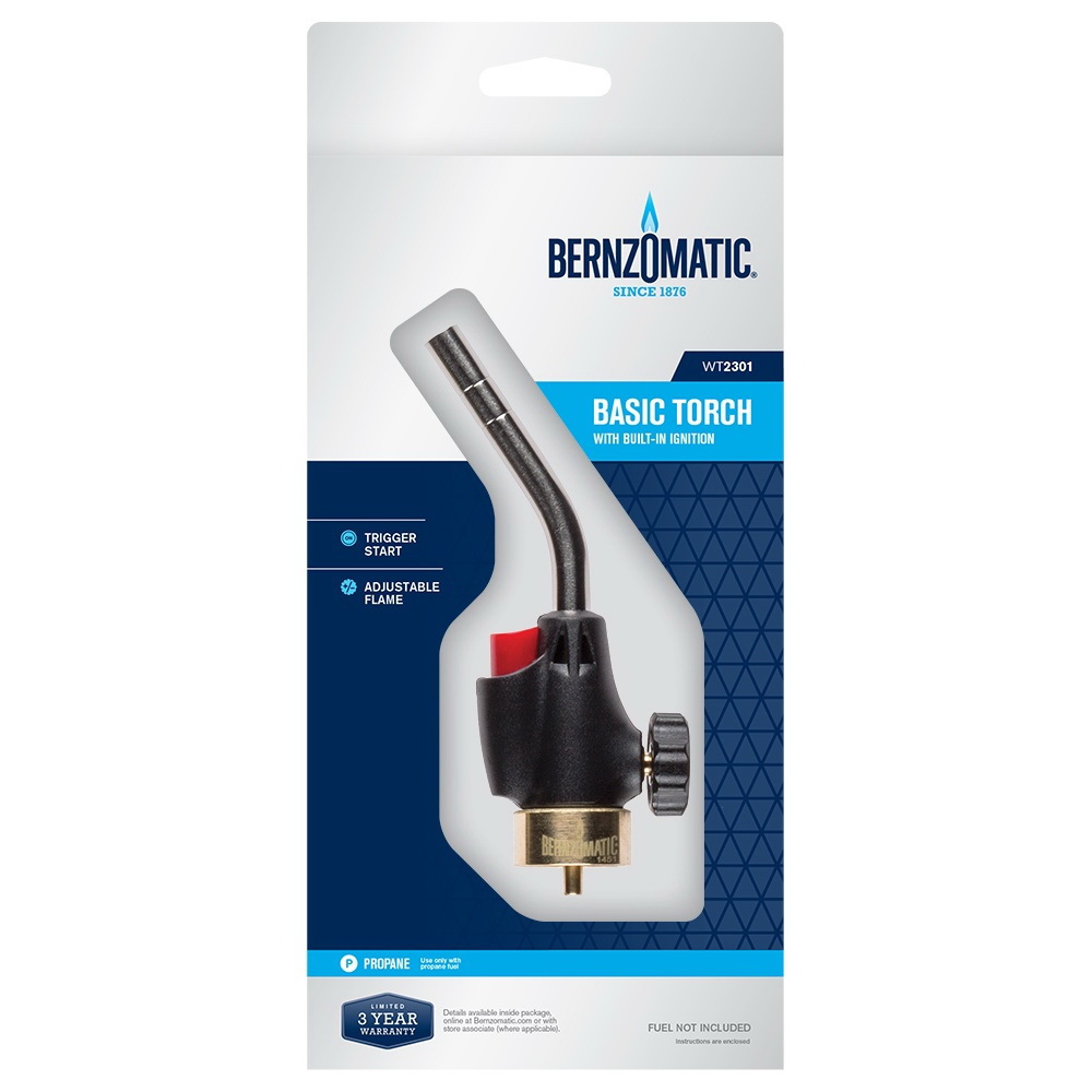 BernzOmatic WT2301 Basic Torch, Stainless Steel, For: 14 or 16 oz Propane Fuel - 2