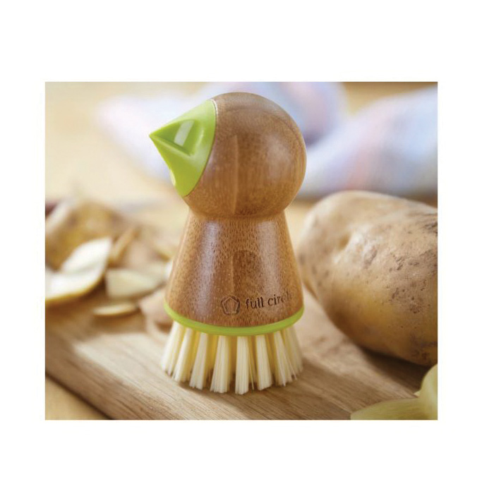 Full Circle Tater Mate Series FC11124 Potato Scrubber, 1.97 in W Brush, Plastic Bristle, Bamboo Handle, Green - 4
