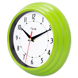 Equity 25016 Clock, 8 in Dia, Round, Green Frame, Plastic Clock Face, Analog - 2