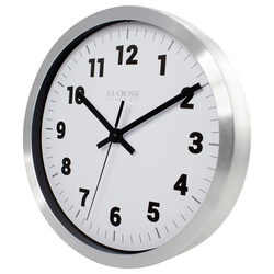 La Crosse 404-2626 Clock, Round, Silver Frame, Metal Clock Face, Analog - 2
