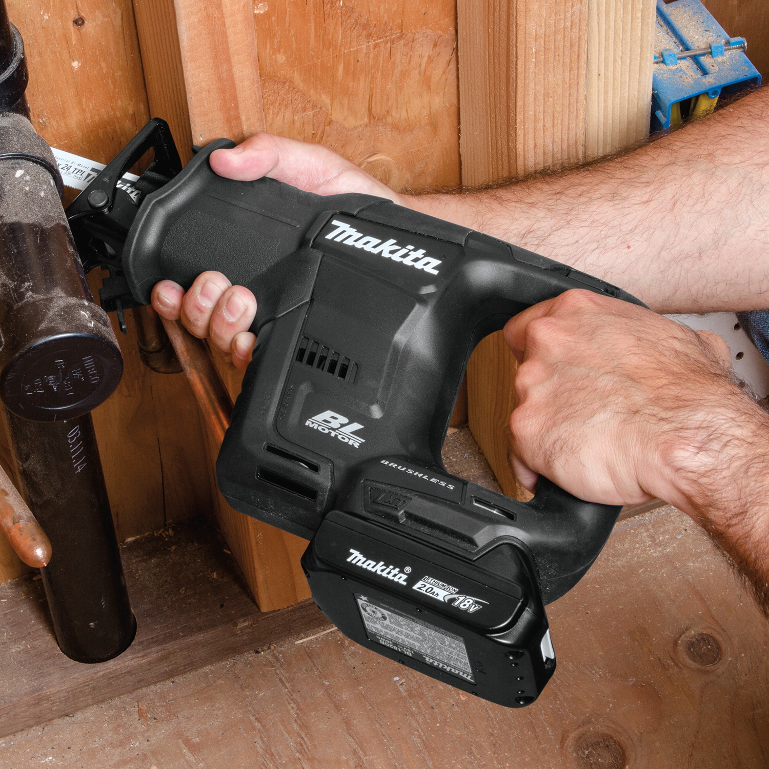 Makita XRJ07R1B Reciprocating Saw Kit, Battery Included, 18 V, 2 Ah, 5-1/8 in Pipe, 10 in Wood Cutting Capacity - 3
