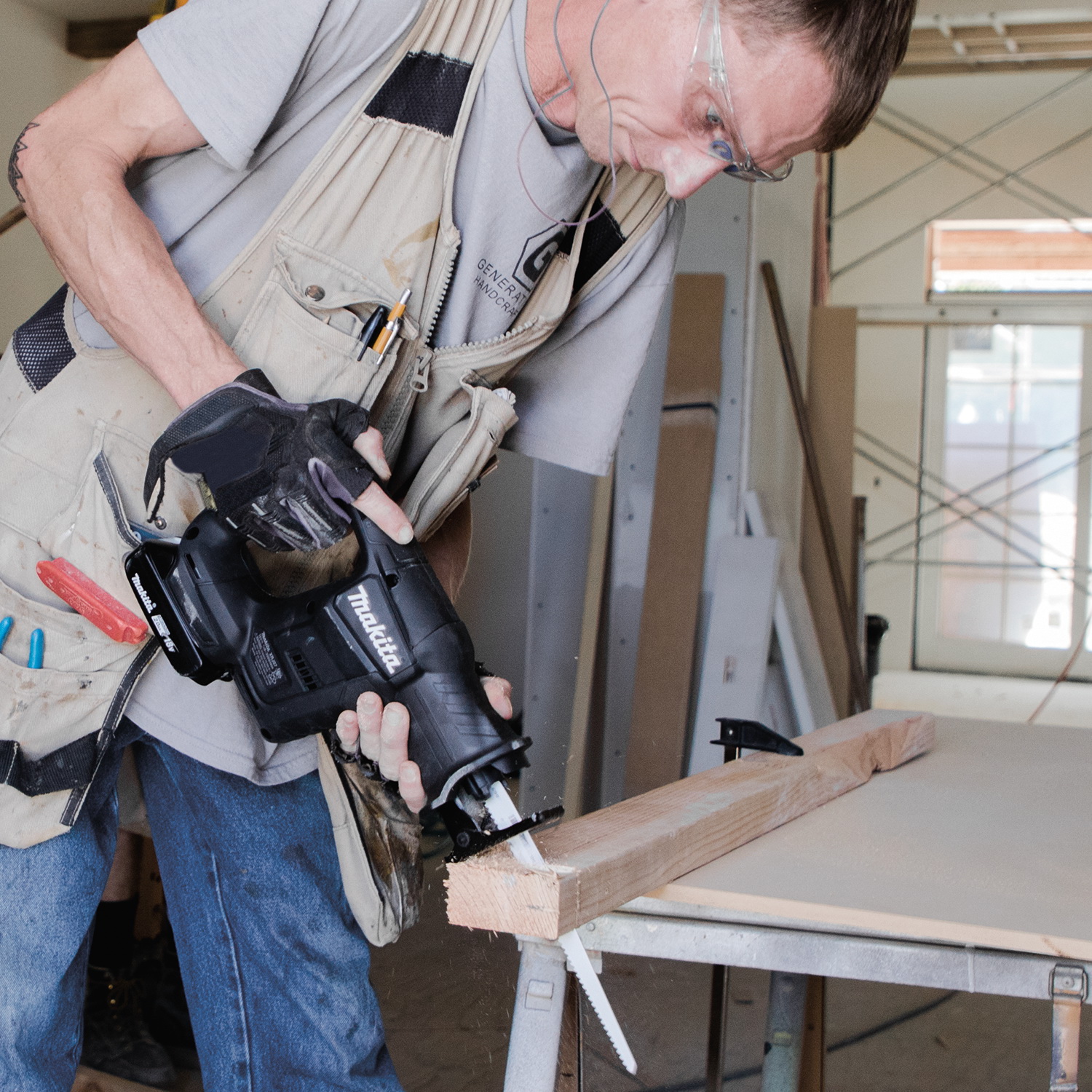 Makita XRJ07R1B Reciprocating Saw Kit, Battery Included, 18 V, 2 Ah, 5-1/8 in Pipe, 10 in Wood Cutting Capacity - 5