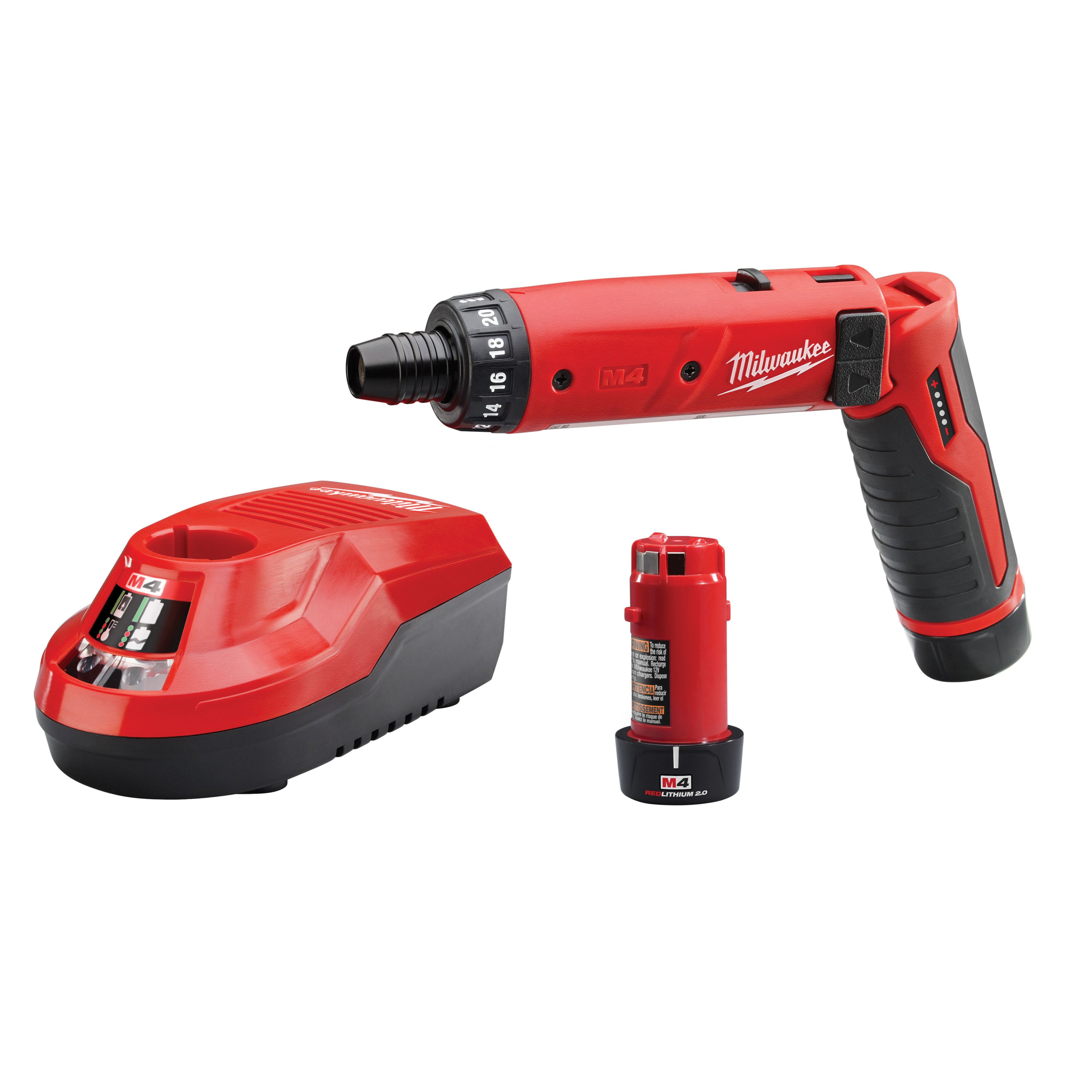 Milwaukee M4 Series 2101-22 Screwdriver Kit, Battery Included, 4 V, 2 Ah, 1/4 in Chuck, Quick-Change Chuck - 2