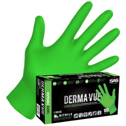 SAS Safety Corp Derma-Vue 66552 Disposable Gloves, L, Nitrile, Powder-Free, Green - 2