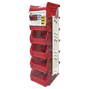 Quantum Storage Systems RQUS210RD Stackable and Hang Bin, Polypropylene, Red, 5-3/8 in L, 4-3/4 in W, 3 in H - 1