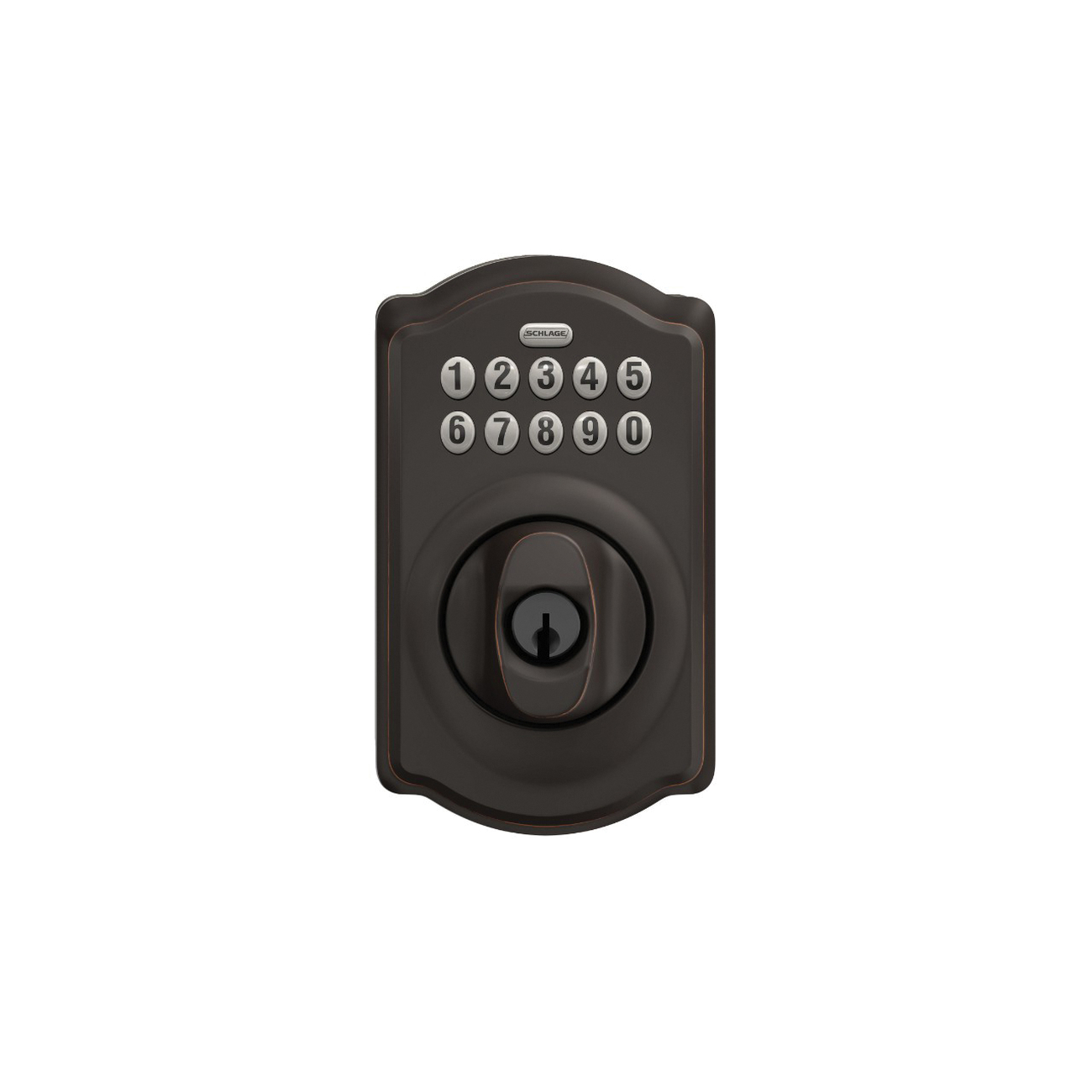 Schlage BE365 V CAM 716 Electronic Deadbolt, Aged Bronze, Residential, 1 Grade, Metal, Turn Piece Interior Handle, Yes - 2