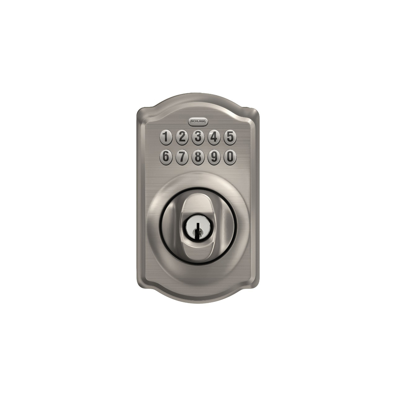 Schlage BE365 V CAM 619 Electronic Deadbolt, Satin Nickel, Residential, 1 Grade, Metal, Turn Piece Interior Handle, Yes - 2