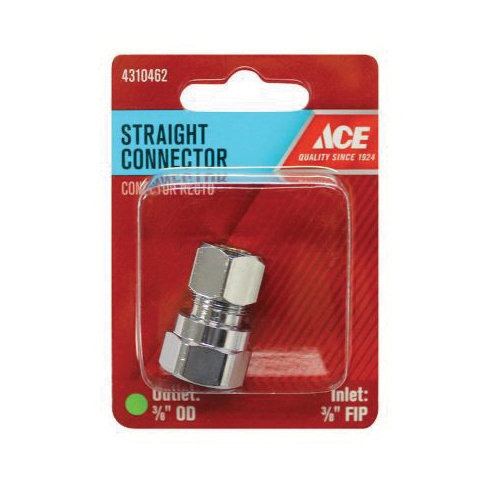 ACE ACE71PCLF Straight Pipe Connector, 3/8 in, FPT x Compression, Brass - 2