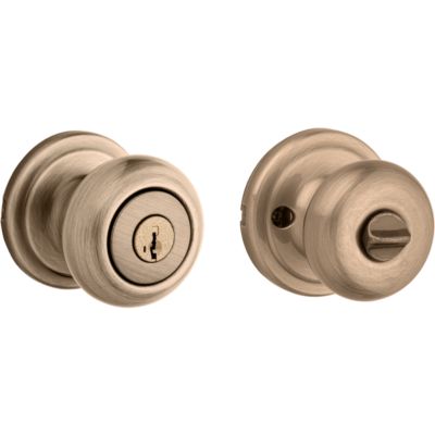 Kwikset Signature Series 97402-735 Entry Knob, Antique Brass, Steel, KW1 Keyway, Re-Key Technology: SmartKey, 2 Grade - 3