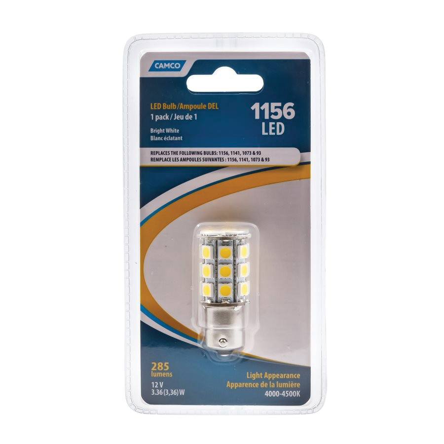 Camco USA 54605 Replacement RV Bulb, 12 V, 2 to 3.99 W, LED Lamp, 27-Lamp, White - 3