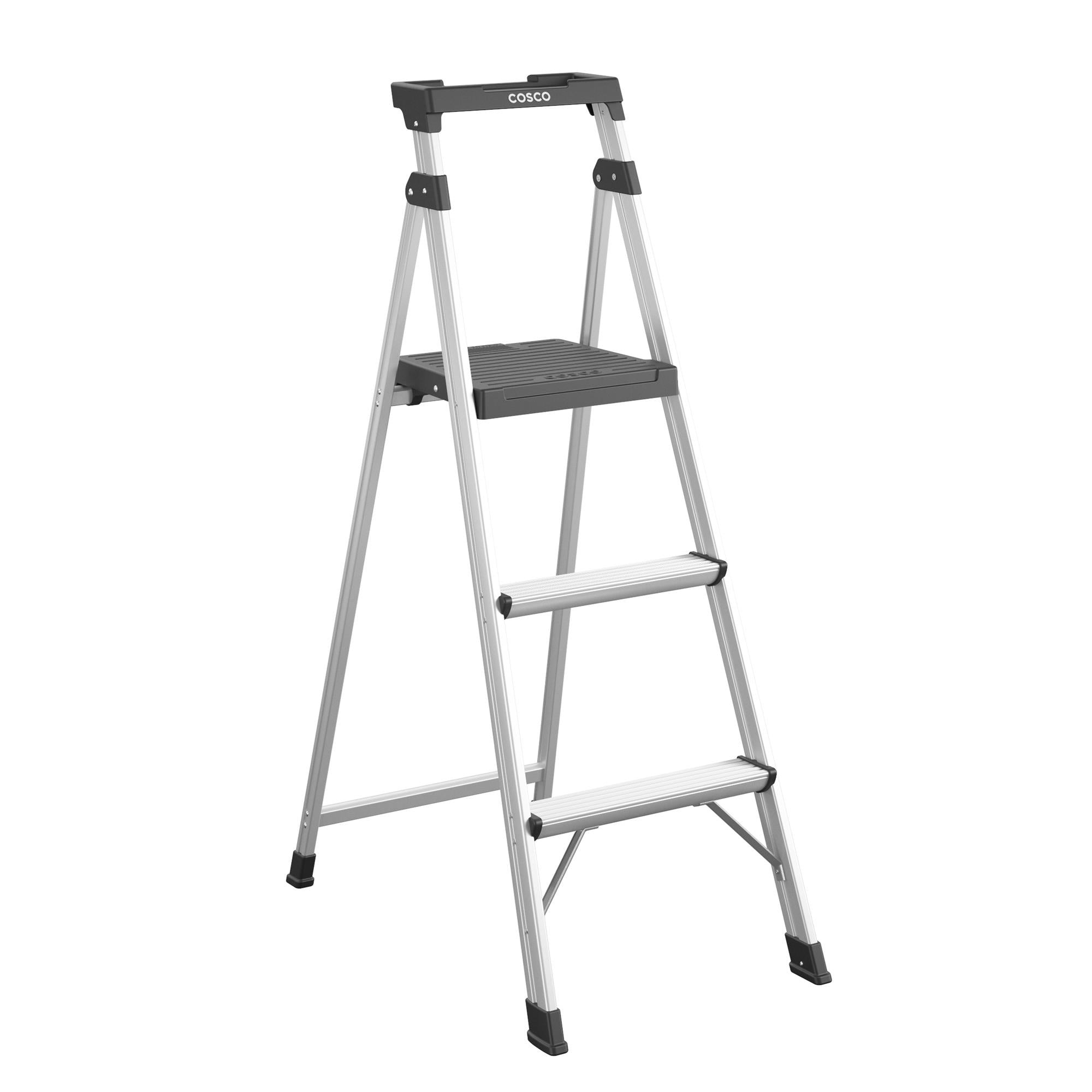 Cosco 20-552-ABL Step Ladder, 5 ft H, Aluminum, 225 lb, 3-Step, 5 ft Max Reach - 1