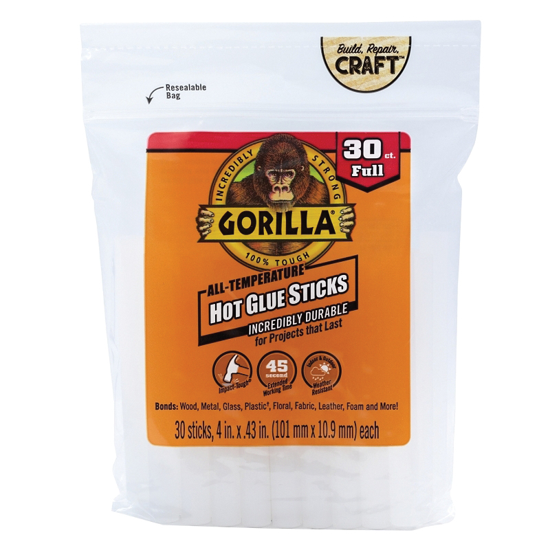 Gorilla 3033002 Hot Glue Stick, Clear, 30 Pack - 1