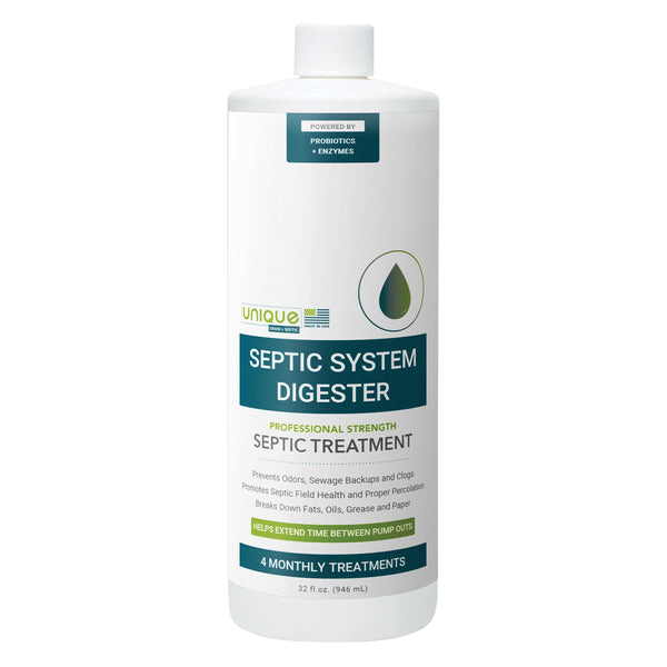 Unique 423-3 Septic System Digester, Liquid, Translucent Brown, Bland, 32 oz Bottle - 1