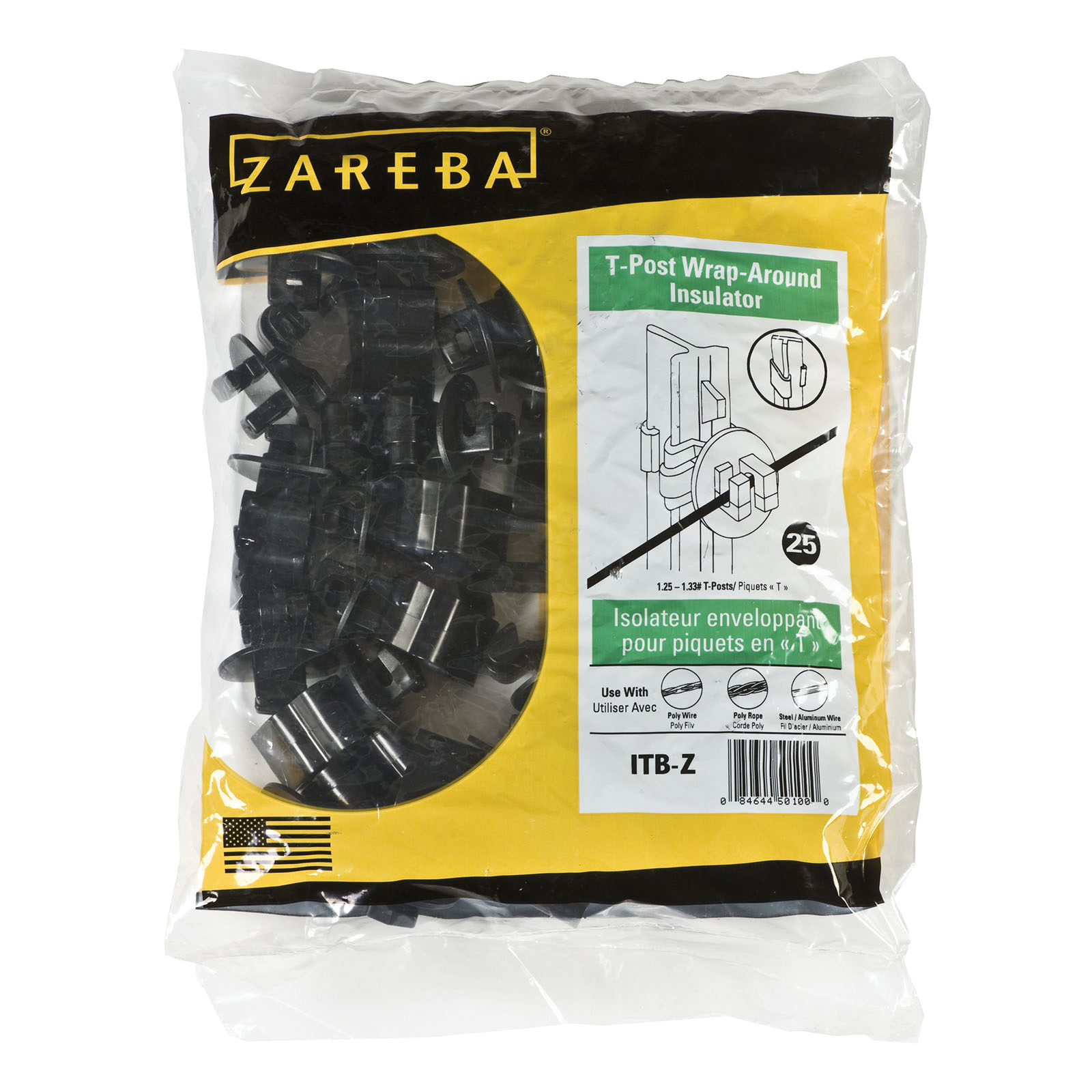 Zareba ITB-Z T-Post Insulator, Plastic, Black - 2
