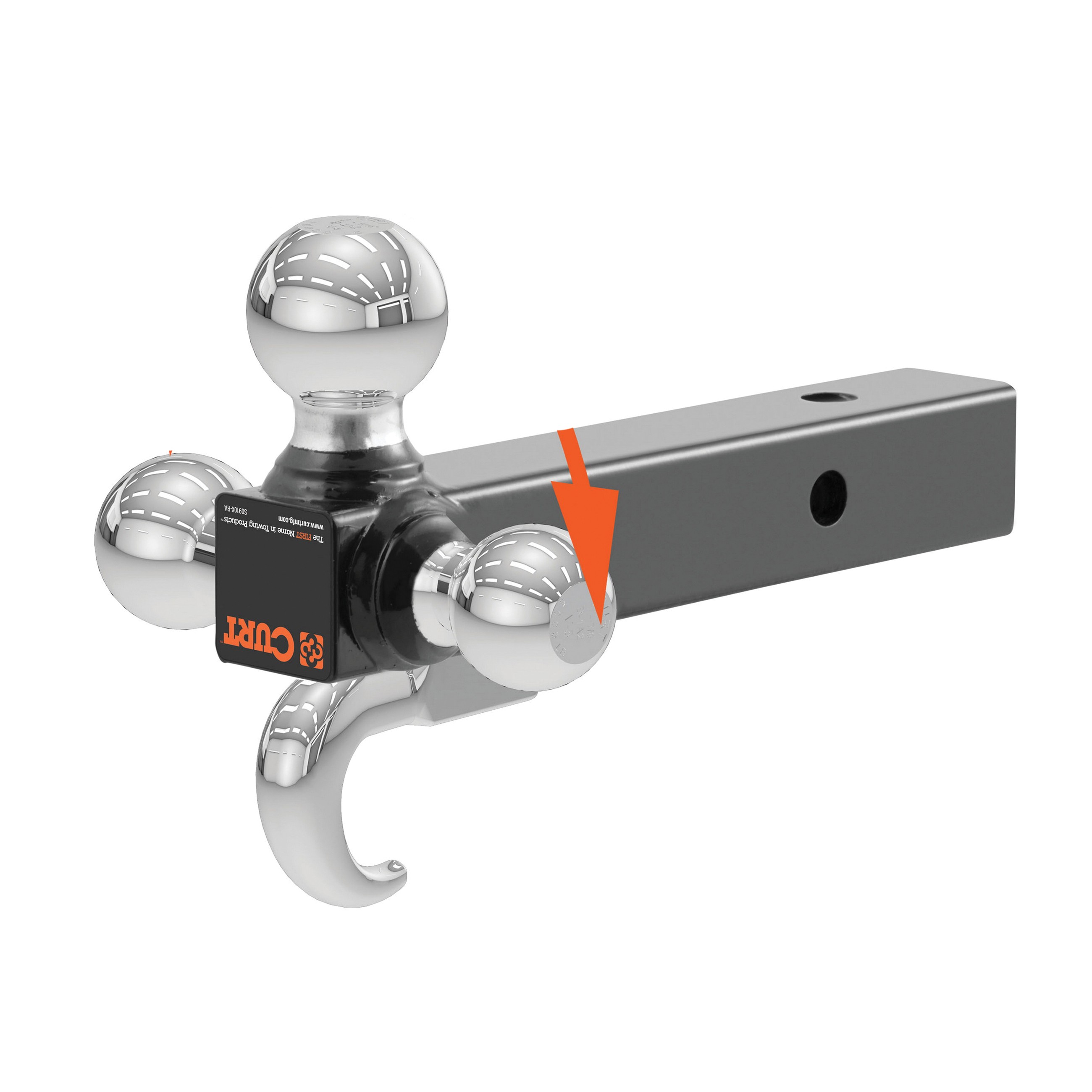 Curt 45675 Ball-Mount, 1-7/8, 2, 2-5/16 in Dia Hitch Ball, Steel, Carbide - 5