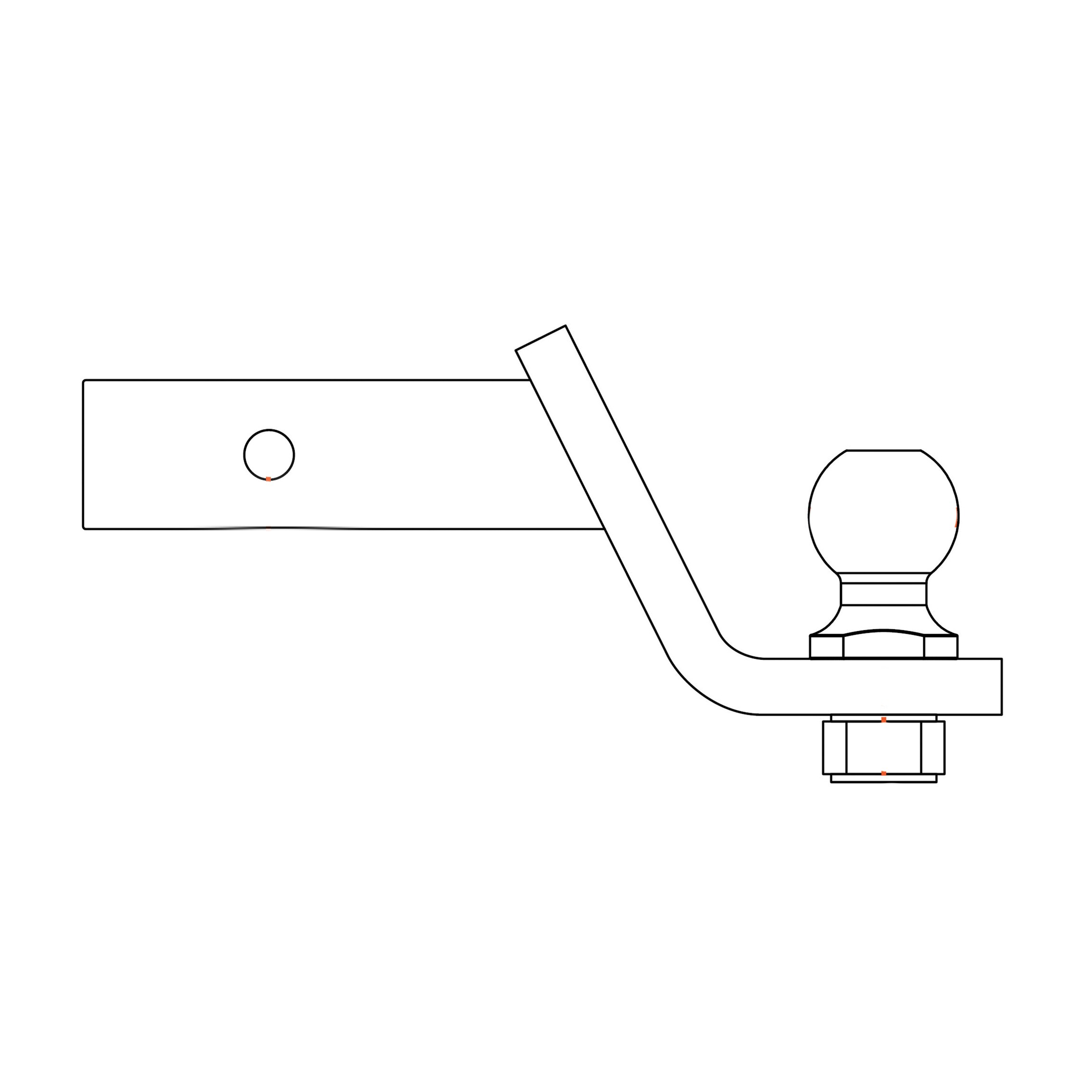 Curt 45836 Ball Mount, 8-1/4 in L, 2 in Drop, 2 in Dia Hitch Ball, Powder-Coated - 2