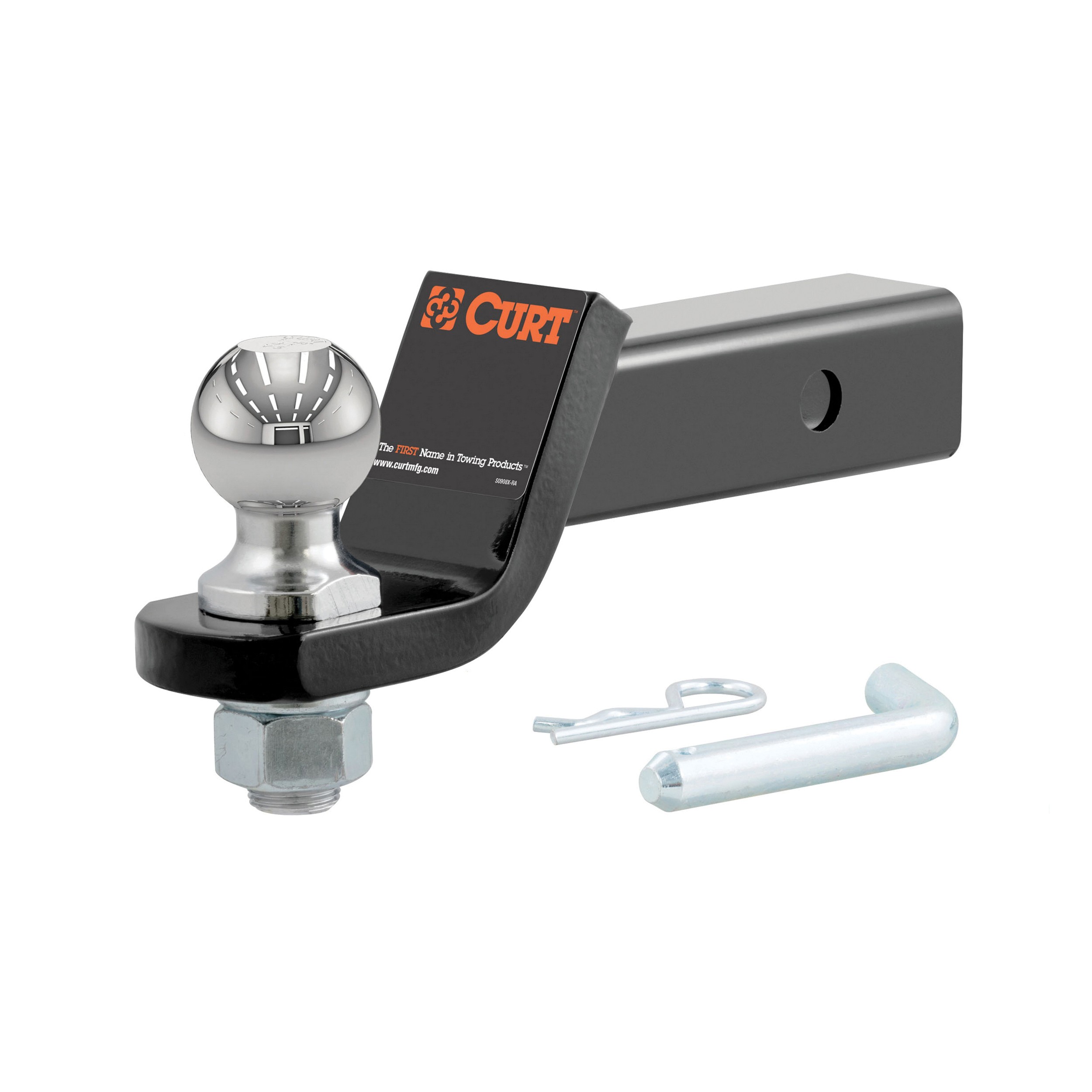 Curt 45836 Ball Mount, 8-1/4 in L, 2 in Drop, 2 in Dia Hitch Ball, Powder-Coated - 3