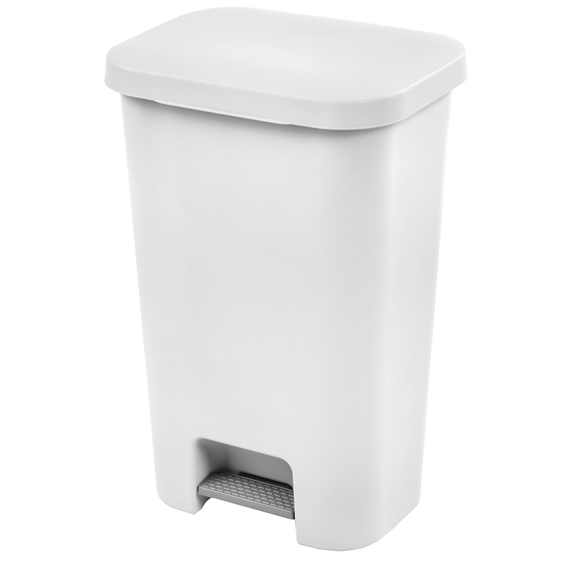Sterilite COLORmaxx 10698004 Trash Can with Lid, 11.9 gal Capacity, Plastic, White, Textured, Step-On Lid Closure - 1