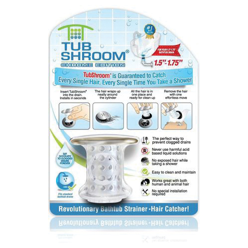 Tubshroom TSCE325 Hair Catcher, Rubber, Chrome - 5