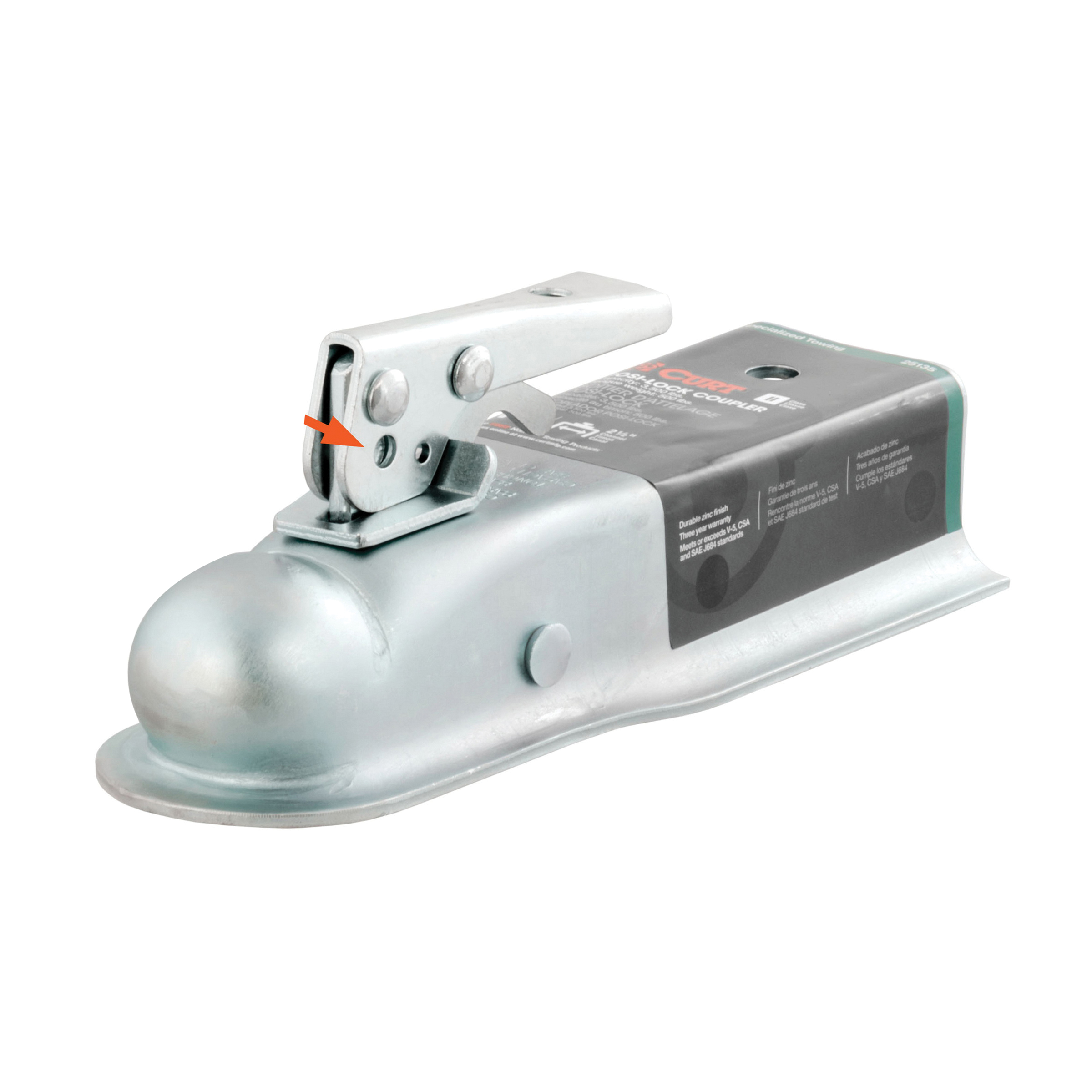 Curt 25135 Trailer Coupler, 3500 lb, 2 in Ball, Zinc - 3