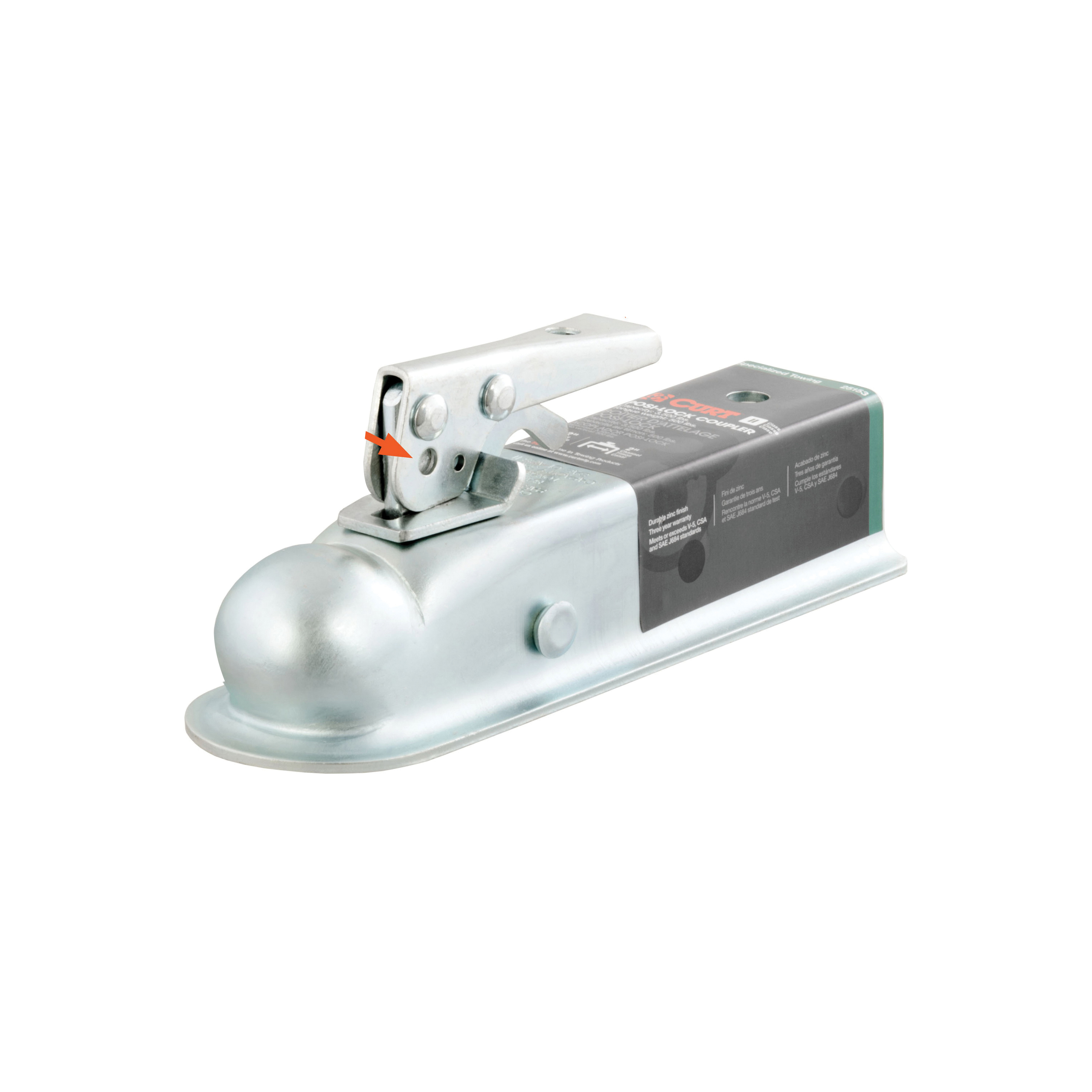 Curt 25153 Trailer Coupler, 3500 lb, 2 in Ball, Steel - 3