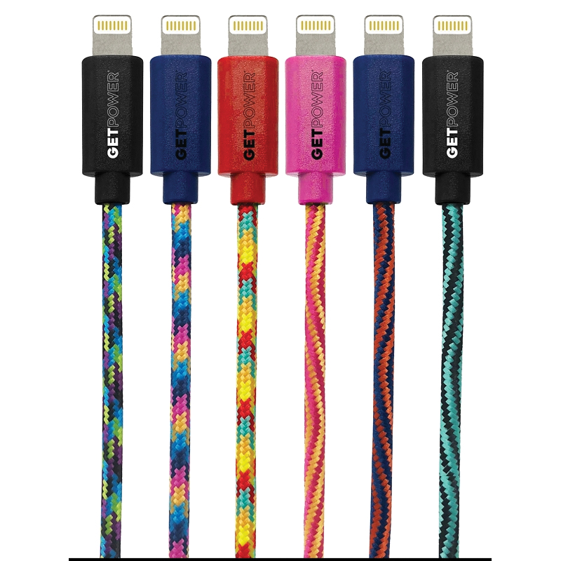 GetPower GP-XL-BRD-L USB Cable, Nylon Sheath, Assorted Sheath, 10 ft L - 1