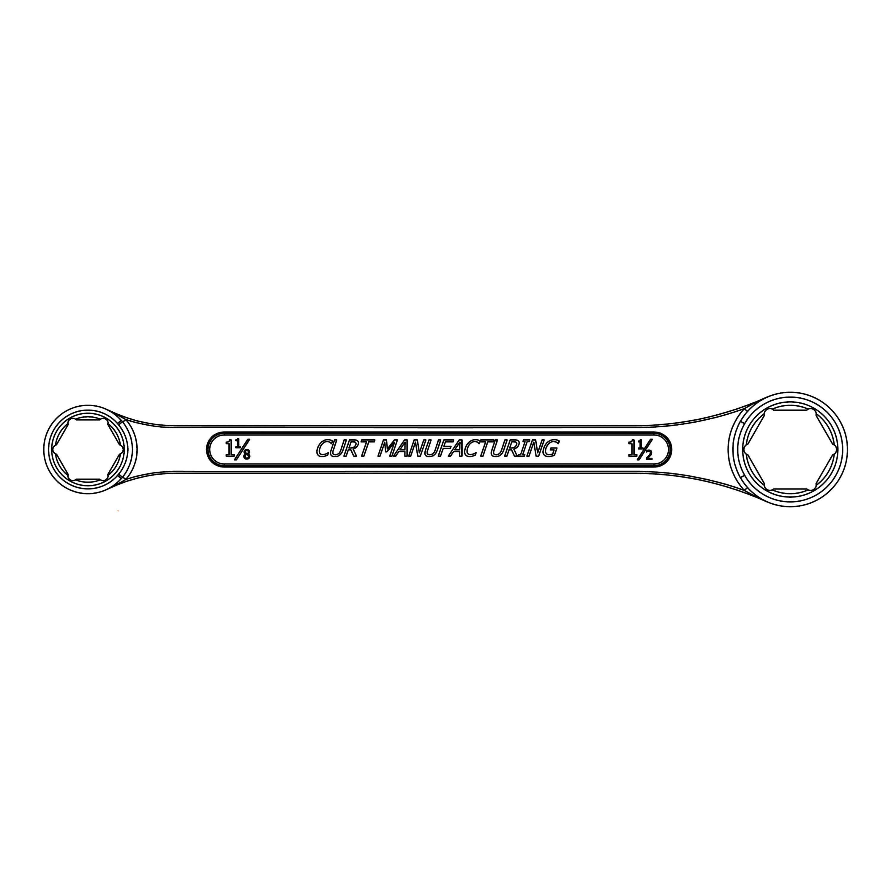 Curt 20001 Wrench, 1-1/8 x 1-1/2 in Head, 15-1/2 in OAL, Steel, Chrome-Plated - 5