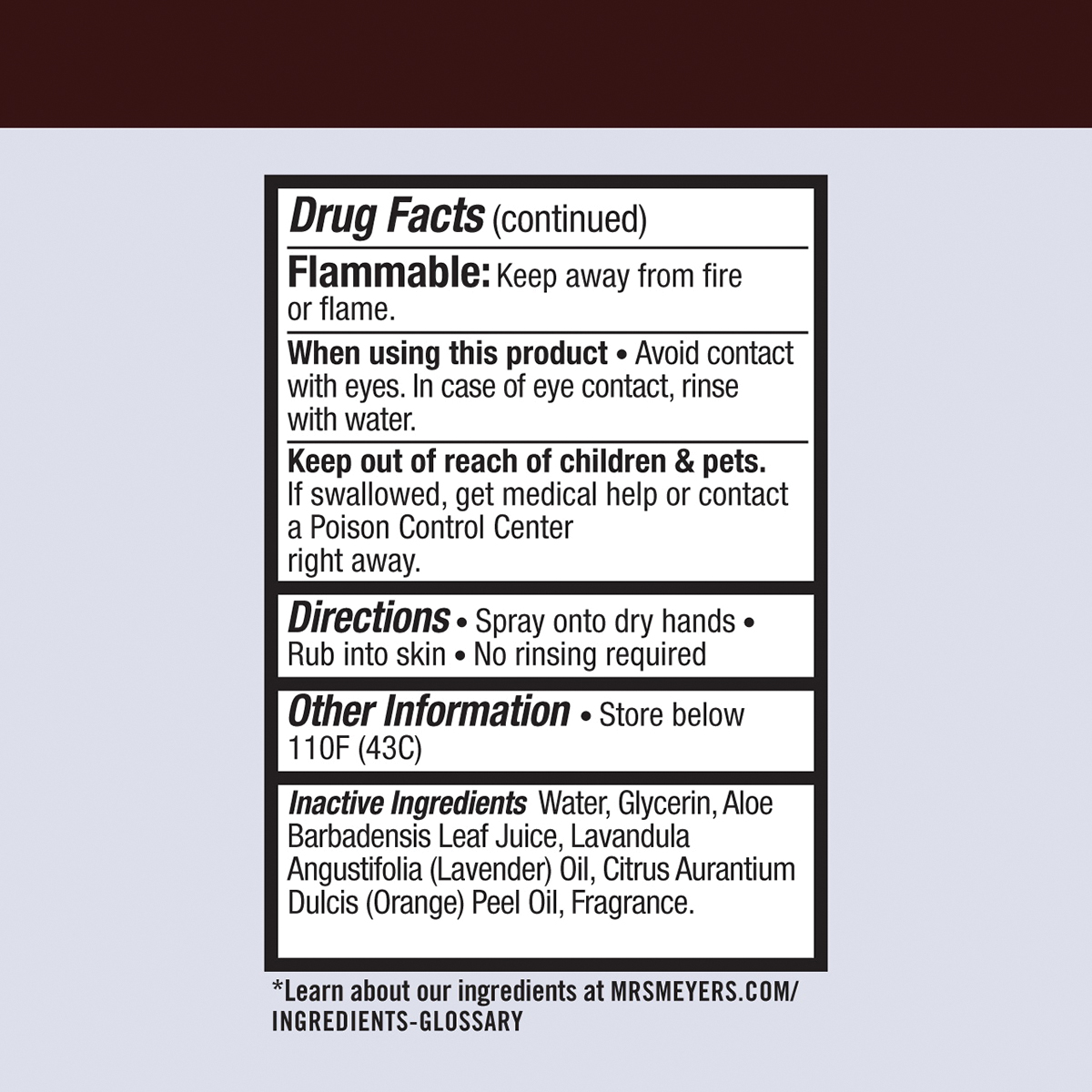 Mrs. Meyer's 11154 Hand Sanitizer, 9 in L, 4 in W, Lavender, 2 fl-oz Bottle - 2