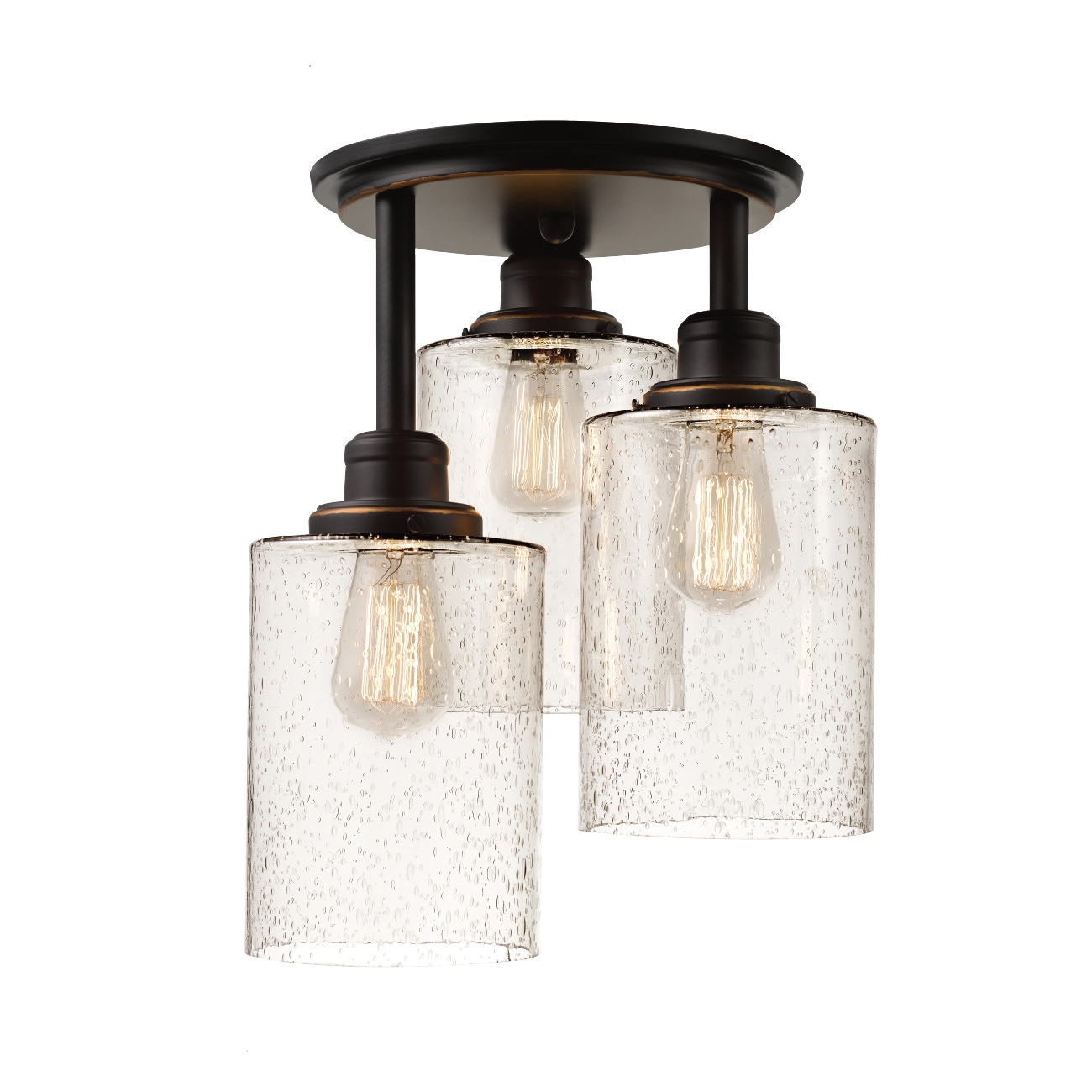 globe Annecy Series 65904 Semi-Flush Mount Ceiling Light, 180 W, 3-Lamp, Incandescent, LED Lamp, Metal Fixture - 4